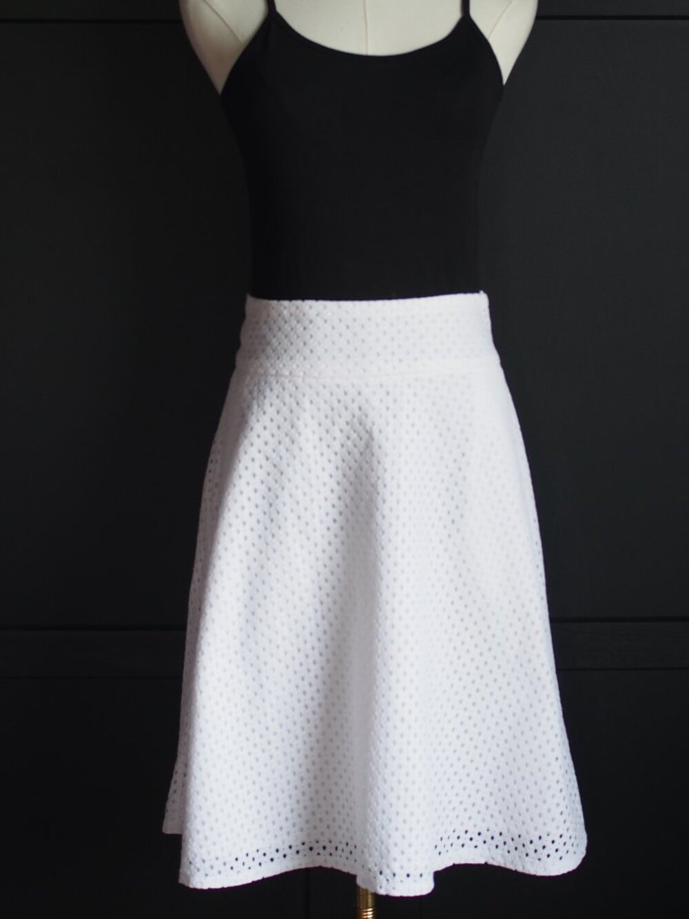 Sung, Alfred Sung | White A-Line Eyelet Skirt